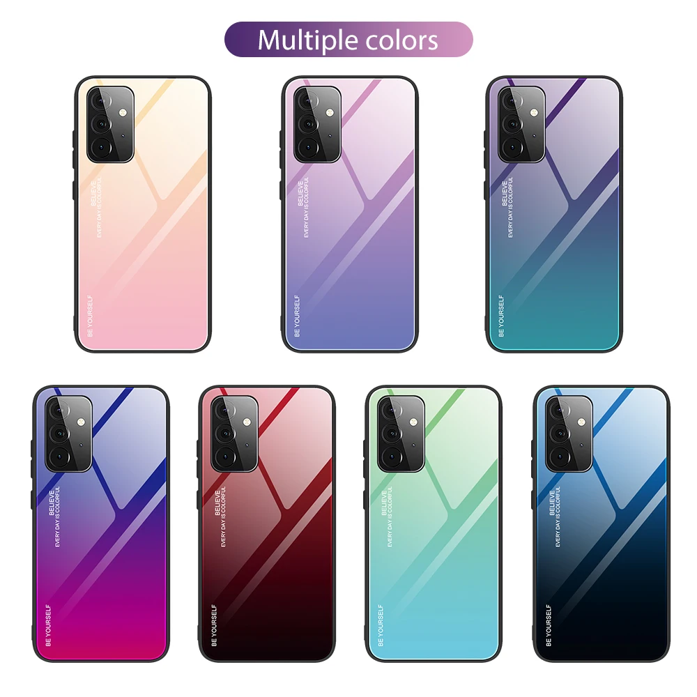 

Cover For Samsung A72 A52 5G Case Gradient Glass Phone Case for Samsung Galaxy A72 A 72 a52 Coque a72 52a Case galaxy s22 ultra
