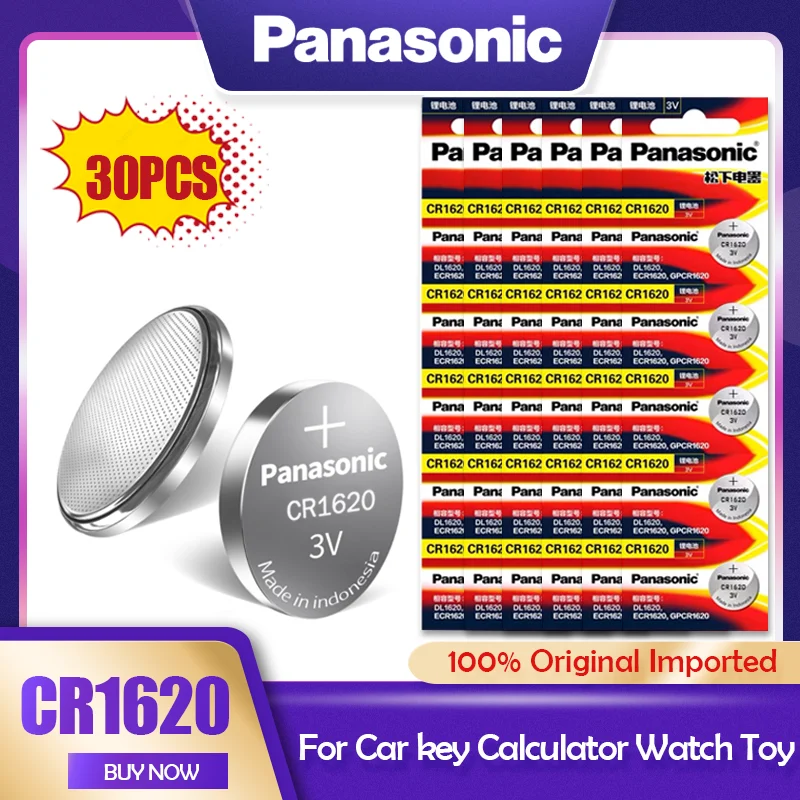 30 шт. Panasonic CR1620 CR 1620 3 в литиевые батареи Кнопочная батарея монета ECR1620 LM1620 DL1620 BR1620