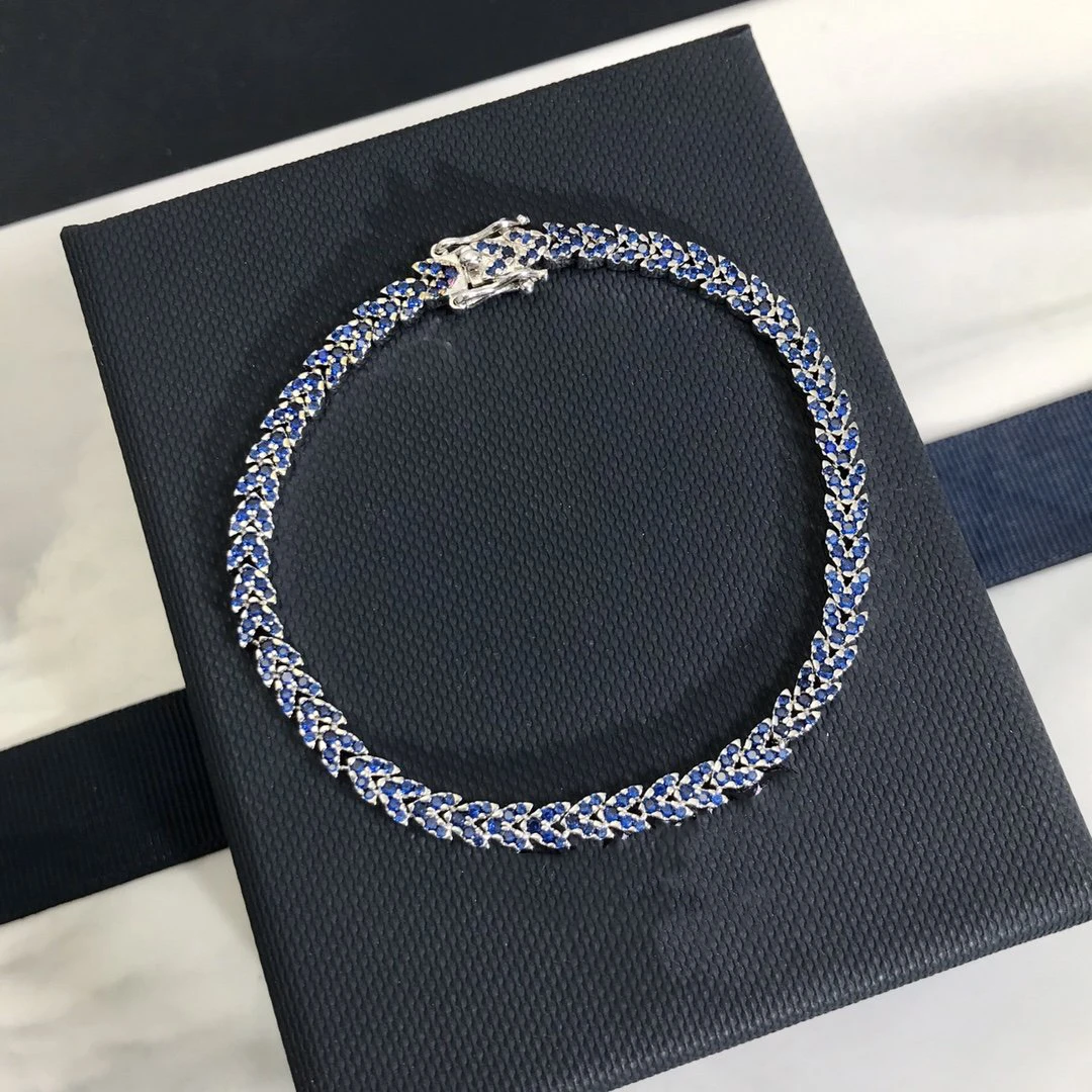 Модный шарм копия 1:1 Серебряное озеро синий кутюр Пшеница Спайк браслет женские