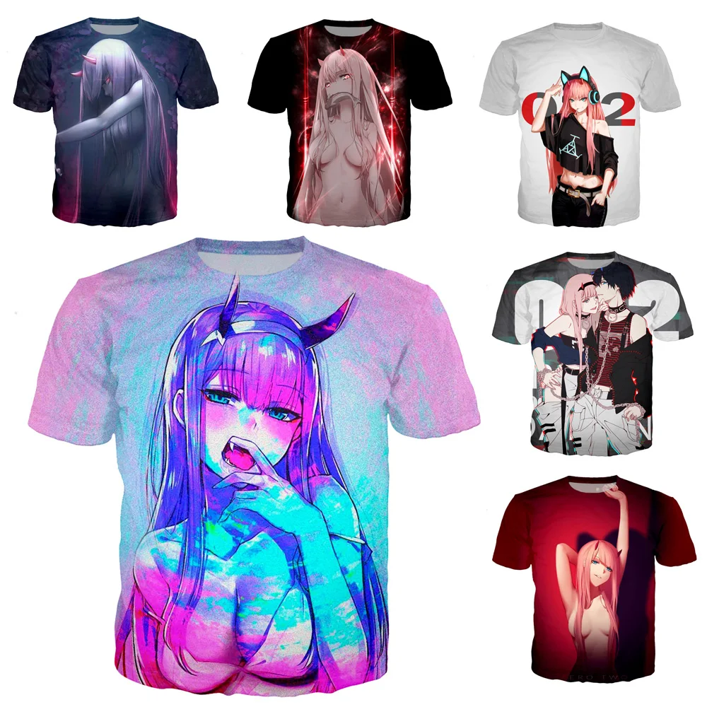 Аниме Darling In The Franxx футболка новая 3D ZERO TWO Senpai с коротким рукавом Idol Girl мужские Топы