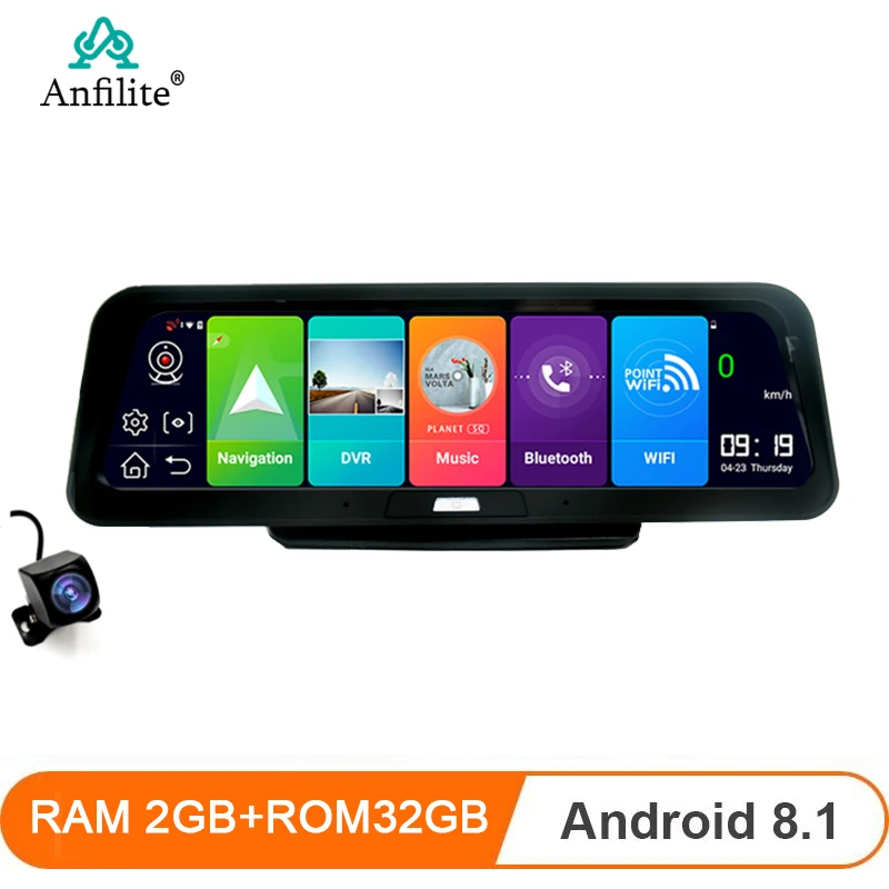 Anfilite Android 8 1 ADAS 2G + 32G 10 дюймов потоковый медиа видеорегистратор камера