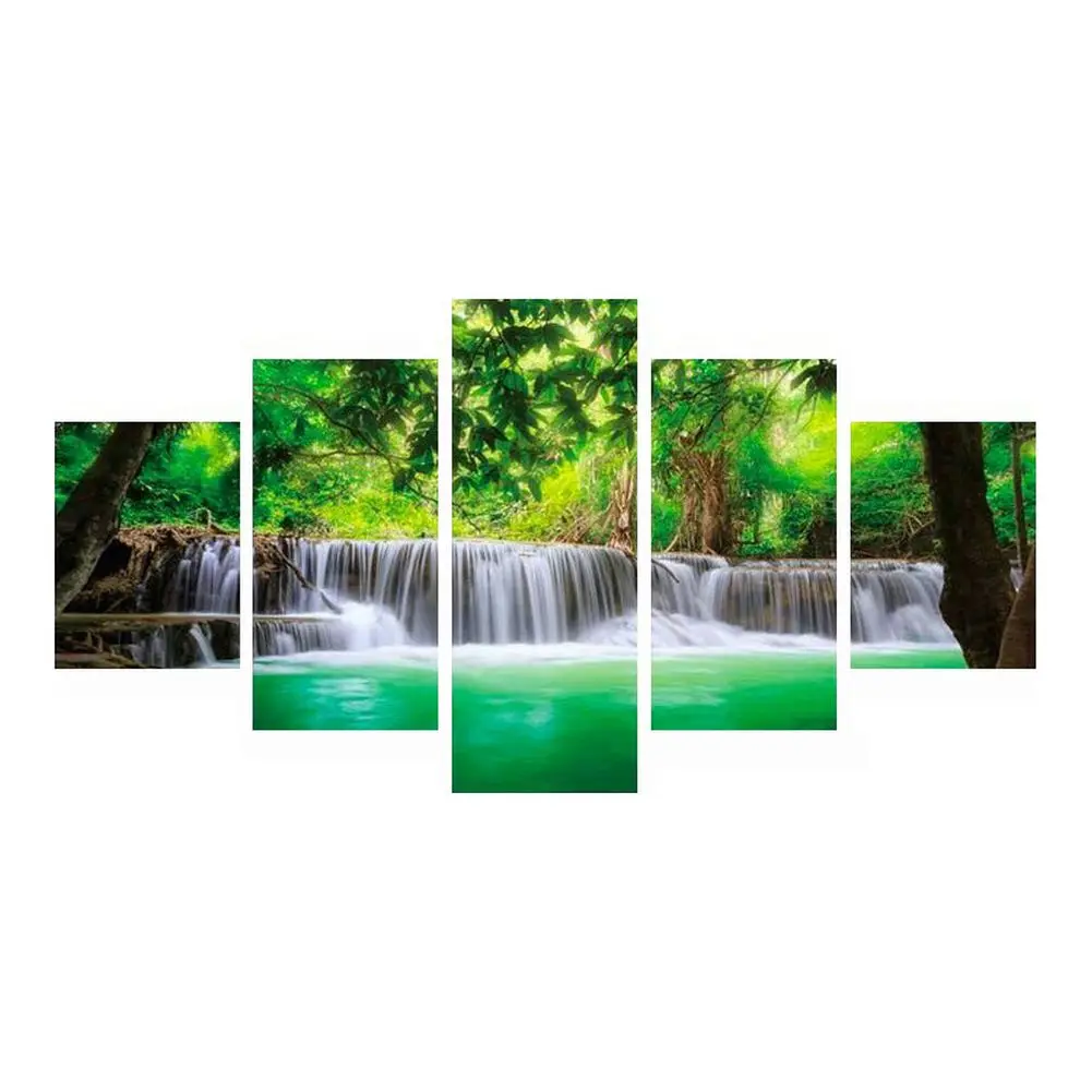 Картина триптиха для алмазной вышивки водопад природа стразы 5 панелей/набор