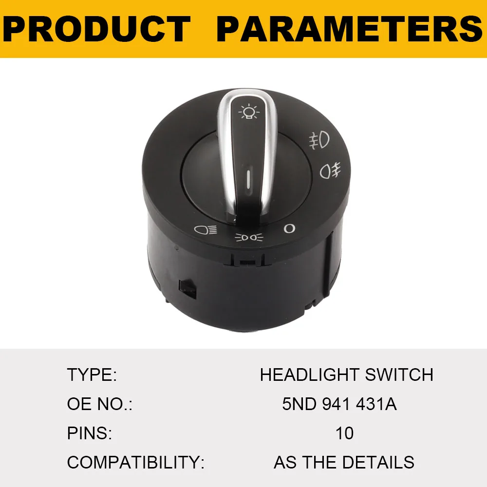 Авто противотуманная фара хромированный переключатель управления фар для VW Passat