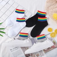 women fashion cotton socks rainbow thin womans socks set joker cozy breathable socks harajuku female socks women
