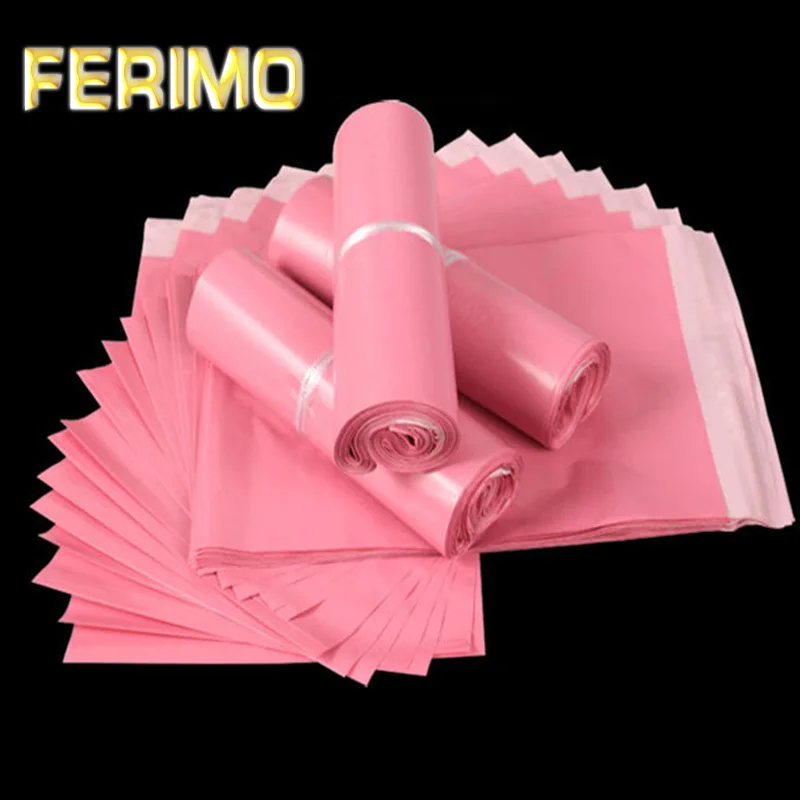 

Светильник-розовые полиэтиленовые пакеты-конверты на клейкой основе для почтовых отправлений, упаковочные пакеты, пластиковые конверты розового цвета для свадебной почты