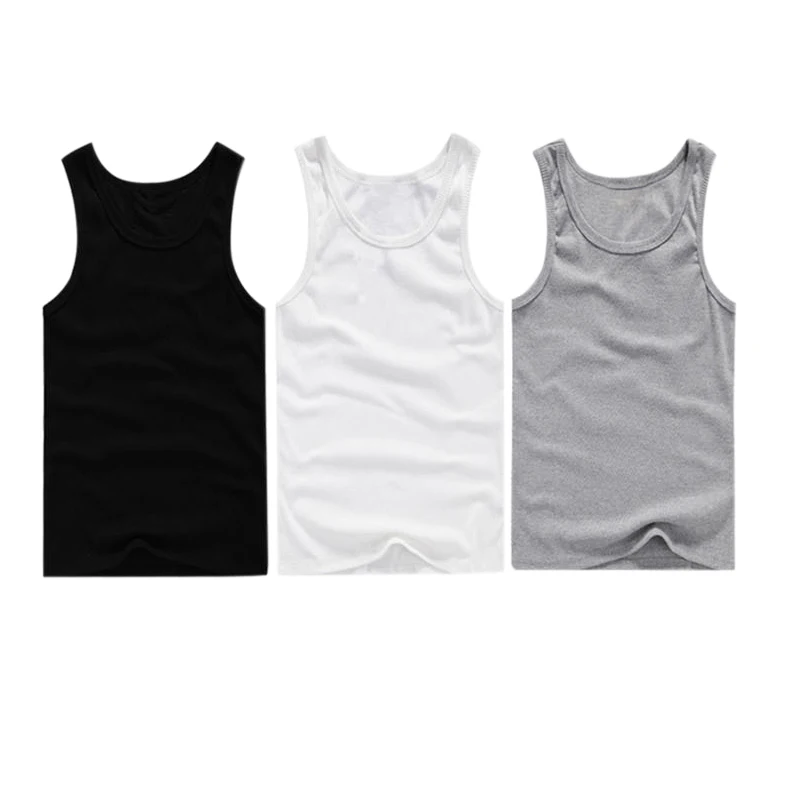 

3pcs/lot Men's Underwear Cotton Mens Sleeveless Top Muscle Vest Undershirts O-Neck Gymclothing Asian size Men Under shirt