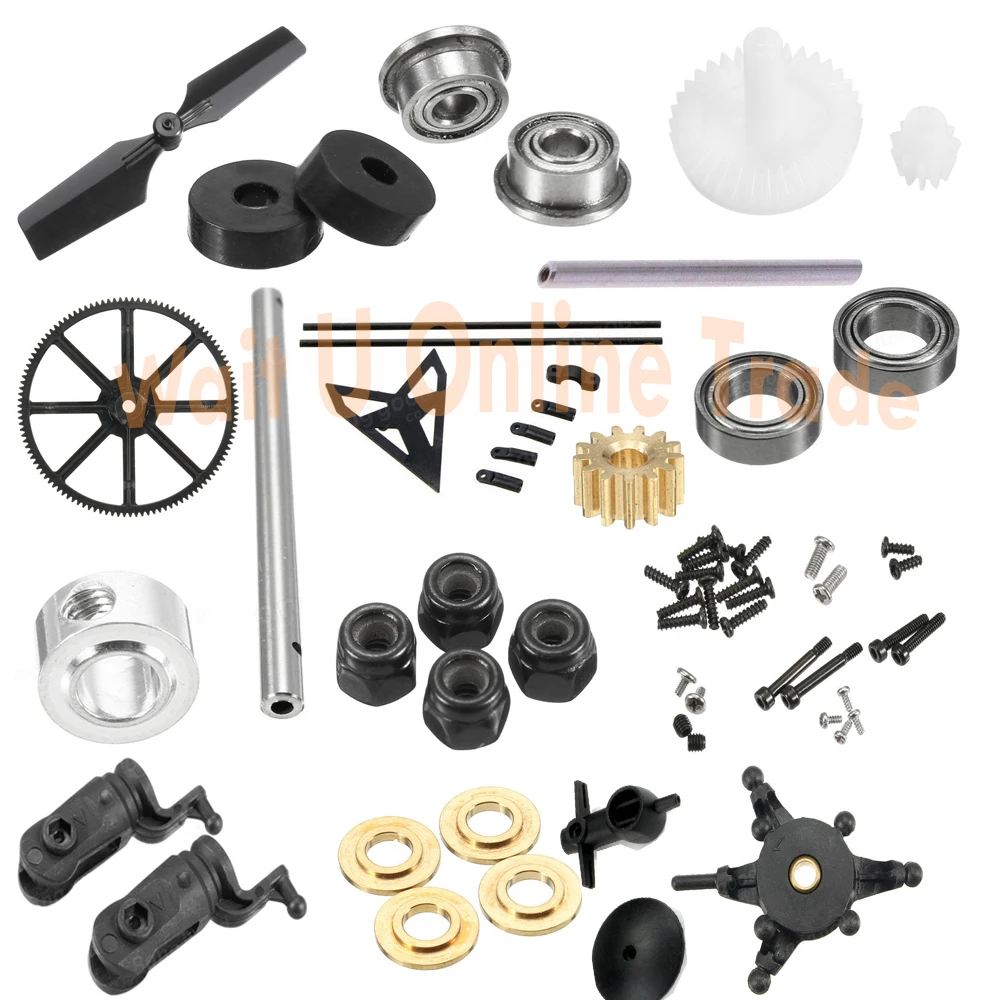 

WLtoys V950 Main Gear Tail Blade Bearing Pull Rod M2 Nuts Rubber Ring Swashplate Rotor Head Tube Motor Gear Screws Clip Shaft