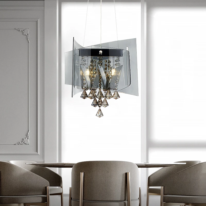 

Crystal dining room chandelier simple post-modern light luxury dining room bar table lamp Italian dining table glass chandelier