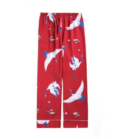 trousers Шелковая ночная рубашка мужская летняя тонкий купальный халат Тигр Ночная рубашка свободная Свадебная robesilky с длинным рукавом Sleeprobe размера плюс домашняя одежда - Цвет: trousers
