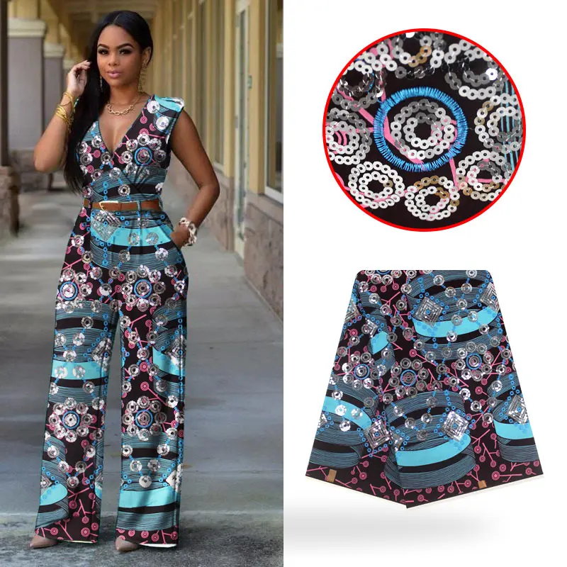 

LIULANZHI анкарская восковая ткань для платья новое поступление хлопковая восковая анкарская ткань с вышивкой блестками восковая ткань