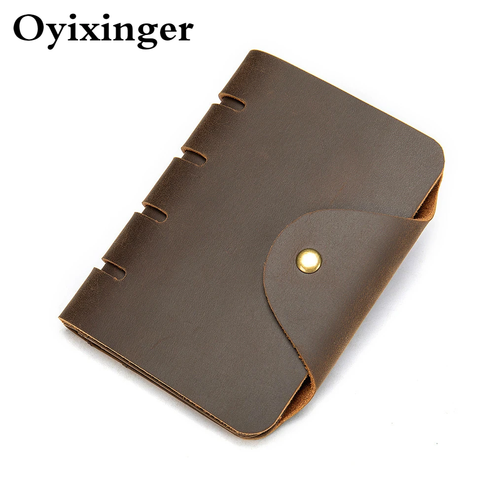 

OYIXINGER Man RFID Wallet Retro Crazy Horse Leather Purse For Men Luxury Designer Short Wallets Male Pocket Card Passport Cover