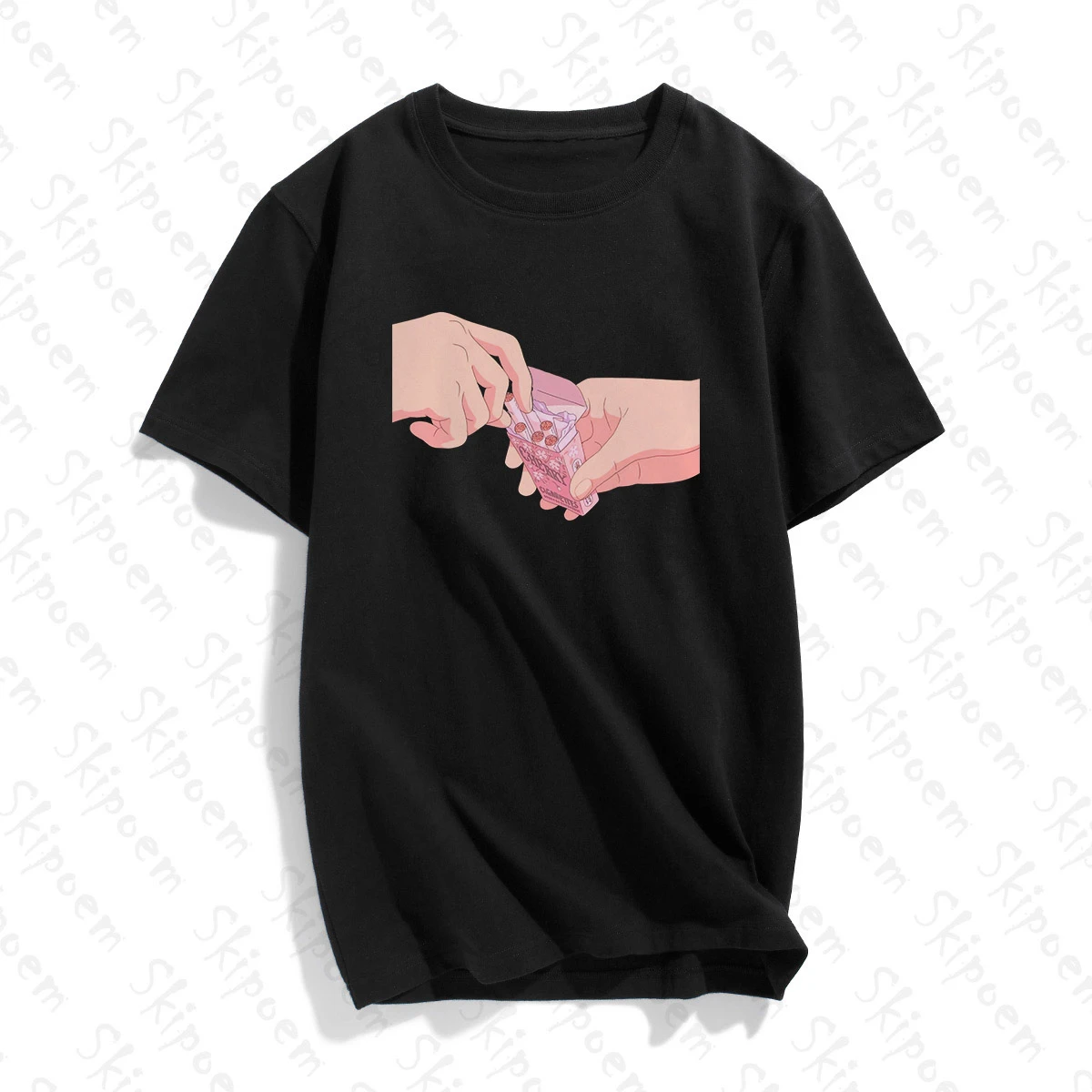Фото Пикантные пальцы с T рубашка для женщин в Корейском стиле Стиль Kawaii винтажном