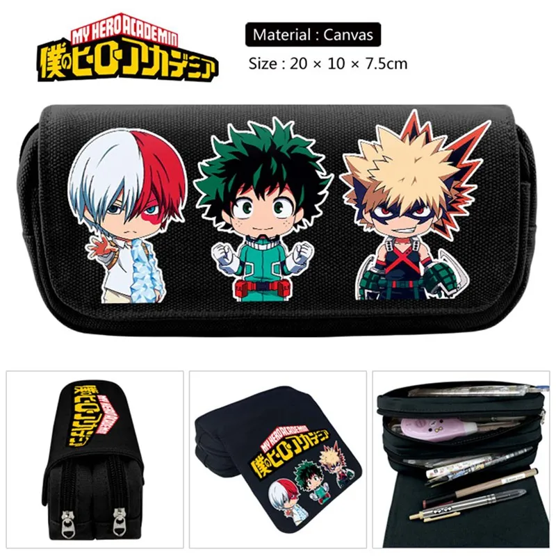 

New High Quality My Hero Academia Pencil Case Cosplay Prop Canvas Zipper Large Capacity Stationery Bag Stationery Box Package