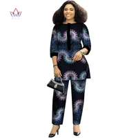 bintarealwax african suit for women print wa plus sizx 2 piece of top and pant sets fashion women in african clothing wy4143