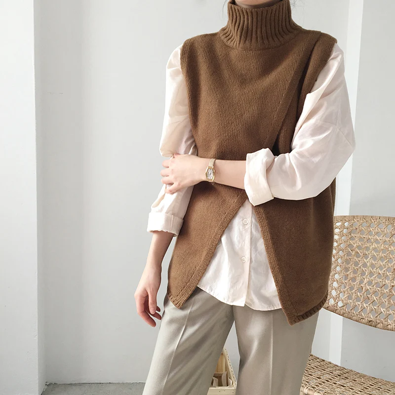 Septass с высоким плотно облегающим шею воротником для женщин жилет серого цвета из