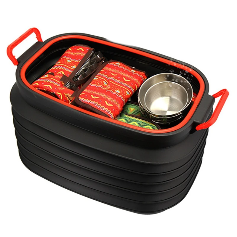 

Folding Water Bucket with Lid Retractable Car Trash Can Camping Accessories Outdoor Fishing Bucket Multifunctional Portable Car