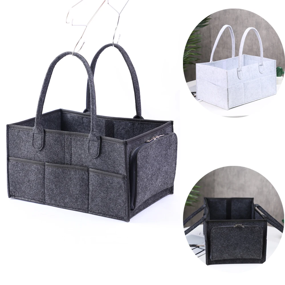Tote Felt Multi Pockets Foldable Diaper Bags Large Baby Caddy Storage Bin Infant Nappy Organizer Basket Box | Мать и ребенок