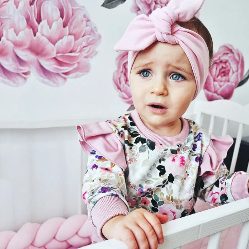 

Sweet Infant Baby Girl Clothes Long Sleeve Flower Tops Pants 3PCS Outfit Autumn