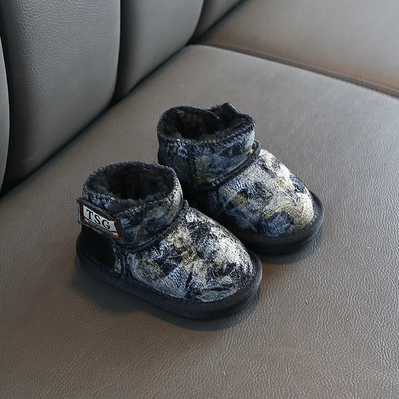 2019 Нескользящая зимняя детская обувь для малышей теплая шерсть маленьких