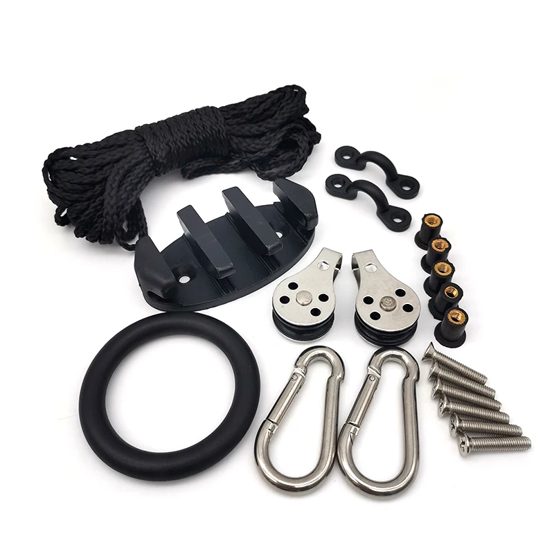 

21pcs Kayak Canoe Anchor Trolley Kit Rope Cleat Pulley Block Rigging Ring