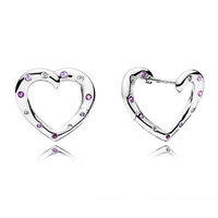 original 925 sterling silver pan earring shinning crystal love earrings for women wedding gift fashion jewelry
