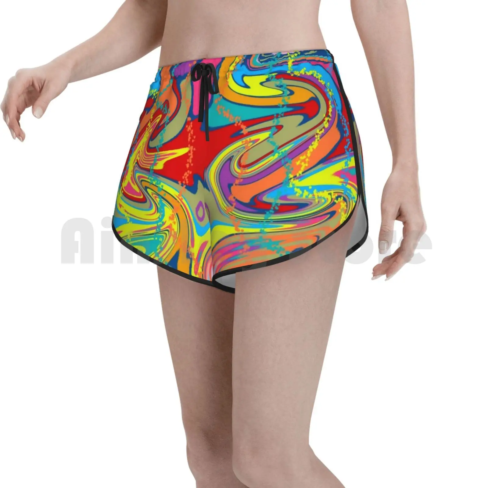 

Женские пляжные шорты для плавания Arlo, психоделические красочные хиппи с принтом в виде галстука, веселые и веселые, мелкие