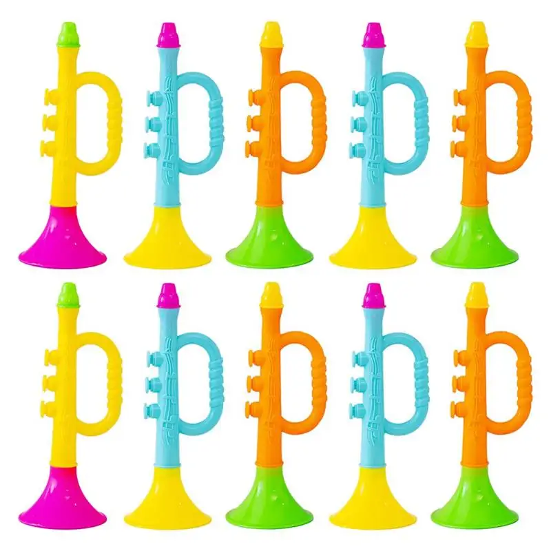 

10Pcs Practical Simulation Music Trumpet Model Music Toy Trumpet (Random Color)