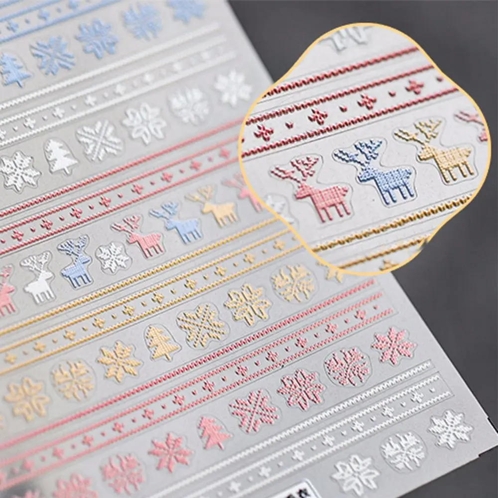 

Elk Snowflake Sweater Tree Snowman Christmas Nail Art Decorations 3D Embossed Nail Stickers Manicure Nail Art Decals