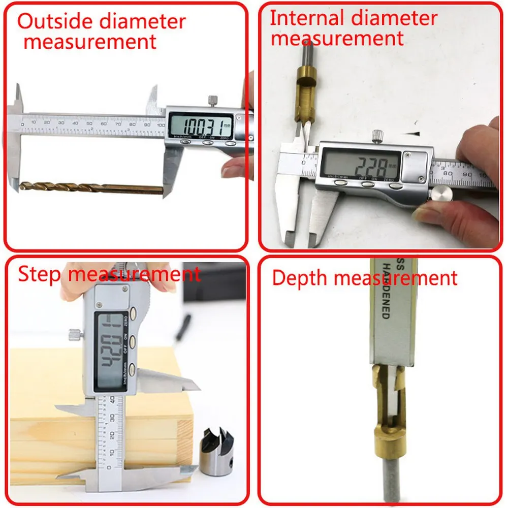 

150mm Digital Vernier Caliper Stainless Steel Electronic Gauge Measuring Tool Splash-proof Dustproof Metal Micrometer Measure