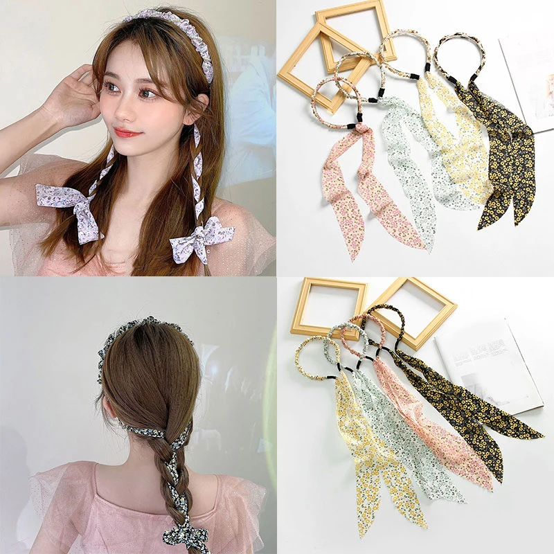 

Pearl Crystal Hairbands Long Ribbon Headband Tassel DIY Scarf Hair Scrunchies Hair Accessory Ties Rope Streamer Thin Hairbands