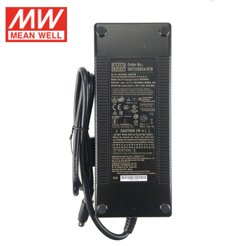 MEAN WELL GST220A24 R7B уровень VI настольный адаптер 110 В/220 В переменного тока в 24