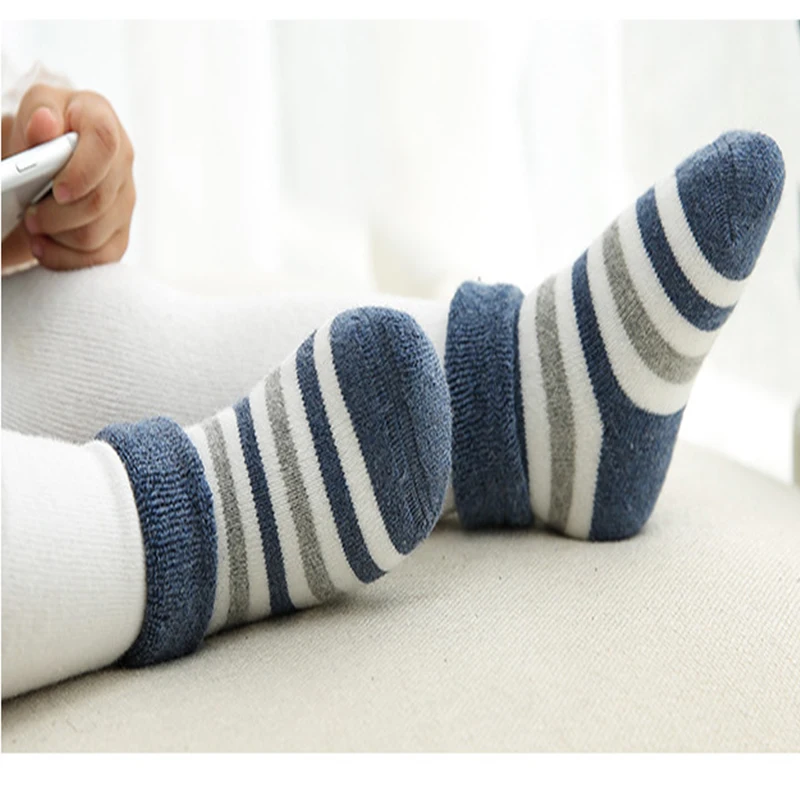 3 пар/лот теплые зимние носки для новорожденных толстые средней длины малышей