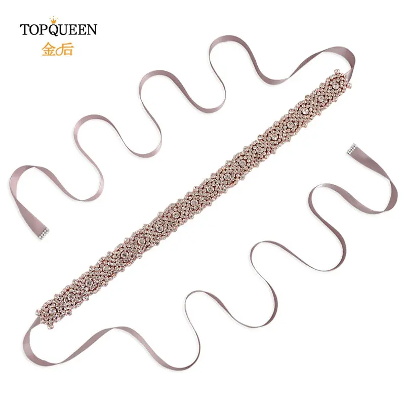 TOPQUEEN S28B-RG розовое золото свадебный пояс Стразы пояс для свадебных платьев пояс с бисером ручной работы пояс подруги невесты и пояса - Цвет: antique violet