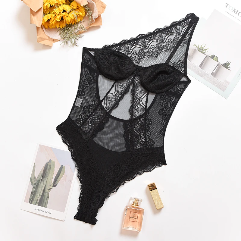 

Women's Sexy Lace Sleepwear Mesh One-line Neck Strapless Lingerie Classic Backless Tube Top Strap Babydoll