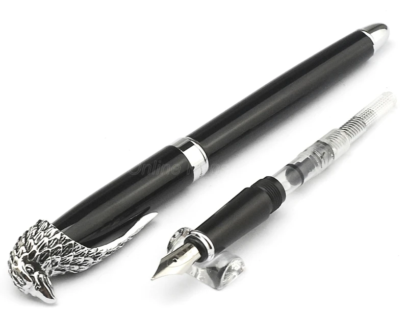 Ручка перьевая Fuliwen с зажимом в виде совы и головы орла 0 7 мм черная чернильная