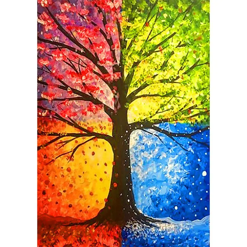 Полный 5D Diy Алмазная Вышивка крестом &quotFour seasons tree&quot 3D вышивка Стразы Декор