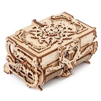 wooden machinery antique box craft creative diy gift gear rotating model home decoration