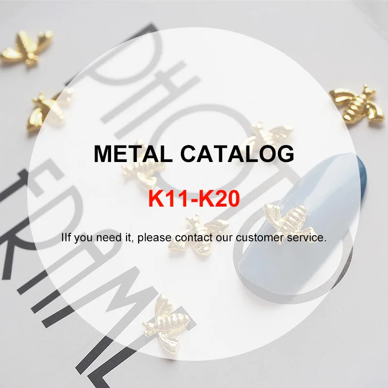 

100pcs/lot K11-K20 Metal Catalog Nail Art Decorations Nails Accesorios Supplies Jewelry Designs Charms