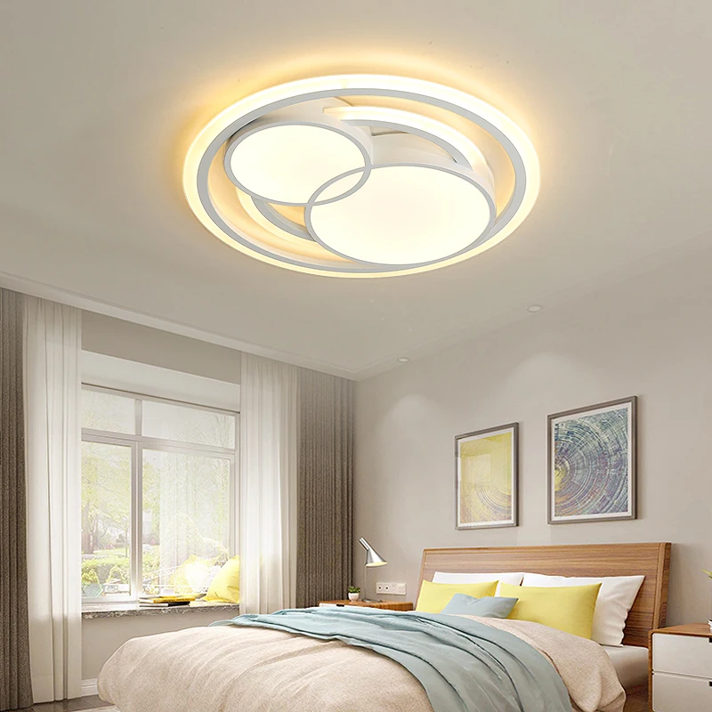 Круглая современная светодиодная Люстра для гостиной, спальни, studyroom light, домашний деко, белый Утюг+ акриловые светодиодные люстры, потолочные светильники