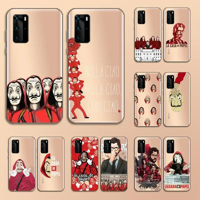 

Spain TV Money Heist House Paper Phone Case Transparent for Huawei P20 P30 P40 lite pro P smart 2019 honor 8x 10i