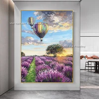 the trend blue sky hot air ballon original abstract modern thick oil painting canvas handpainted textured wall art home decor