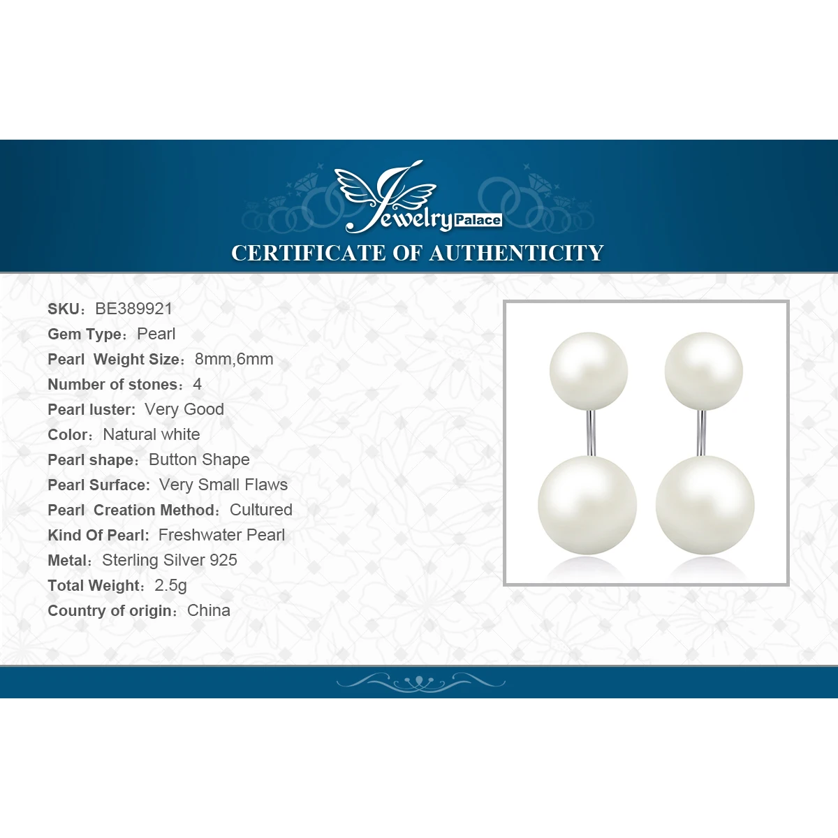 

JewelryPalace Freshwater Pearl Jacket Stud Earrings 925 Sterling Silver Earrings For Women Korean Earrings Fashion Jewelry 2021