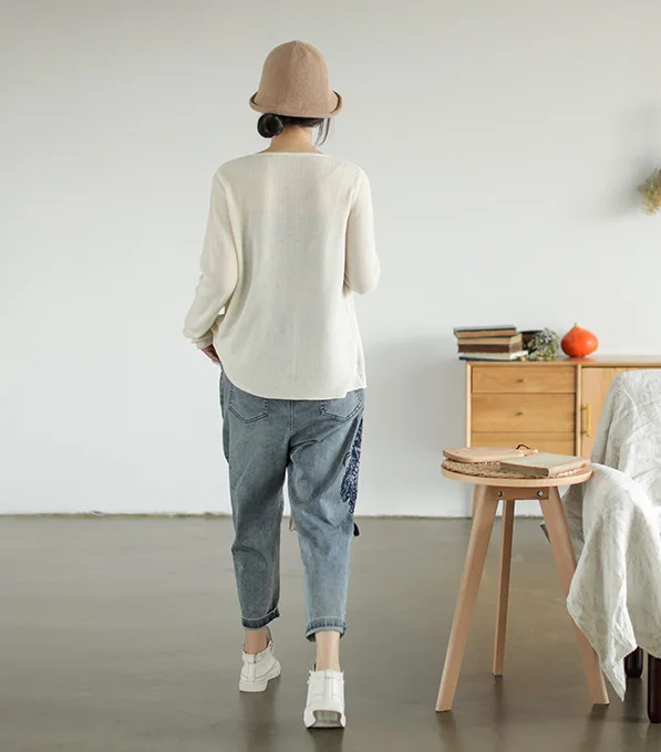 Осенние джинсы женские свободные повседневные джинсовые брюки в стиле ретро