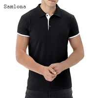 samlona 2021 new patchwork buttons summer top streetwear casual pullovers short sleeve t shirt men tees shirt sexy mens clothing