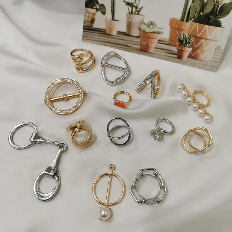 Модный роскошный шарф с пряжкой Женский шелковый кольцо зажимом ювелирные