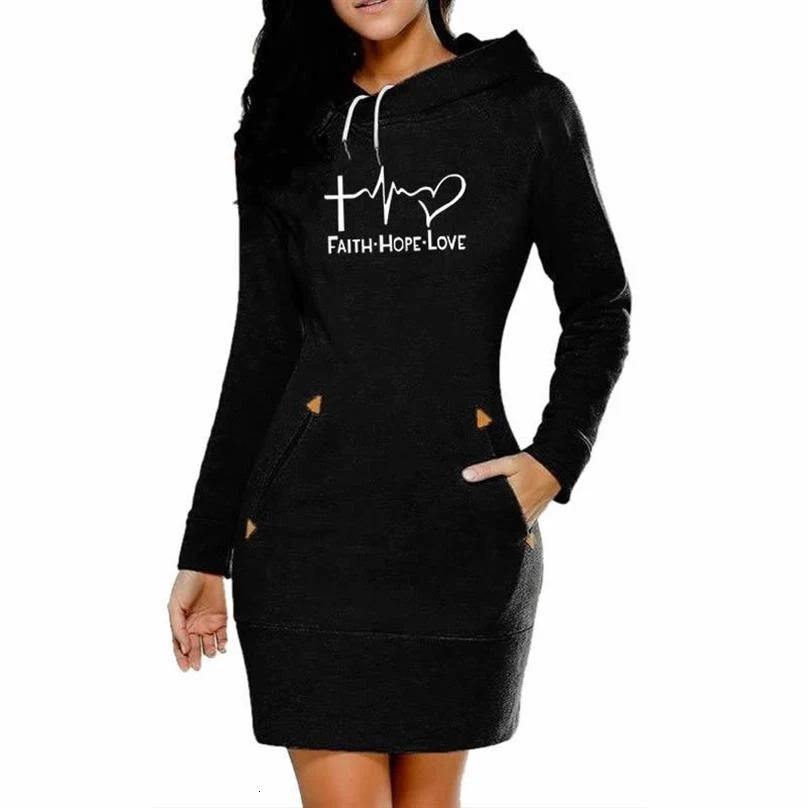 

Hoodies For Women Long Dress Faith Hope Love Letters Print Tops Hoodies Women Sweatshirt Femmes Sweatshirts Print Loose