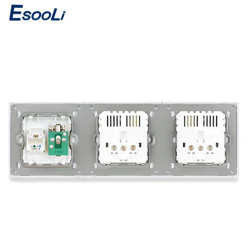 ESOOLI стандарт ЕС черная пластиковая панель двойная розетка с 4 USB зарядным портом +