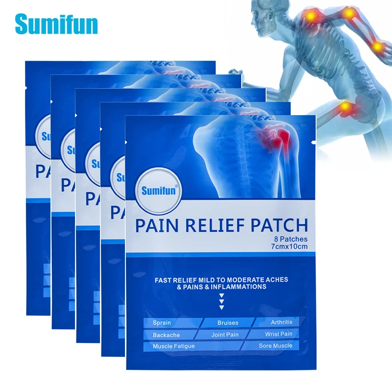 

40pcs/5bags Sumifun Pain Relief Patch Blue Muscle Pain Wrist Pain Bruises Stress Relaxation Medical Plaster Joint Pain Killer