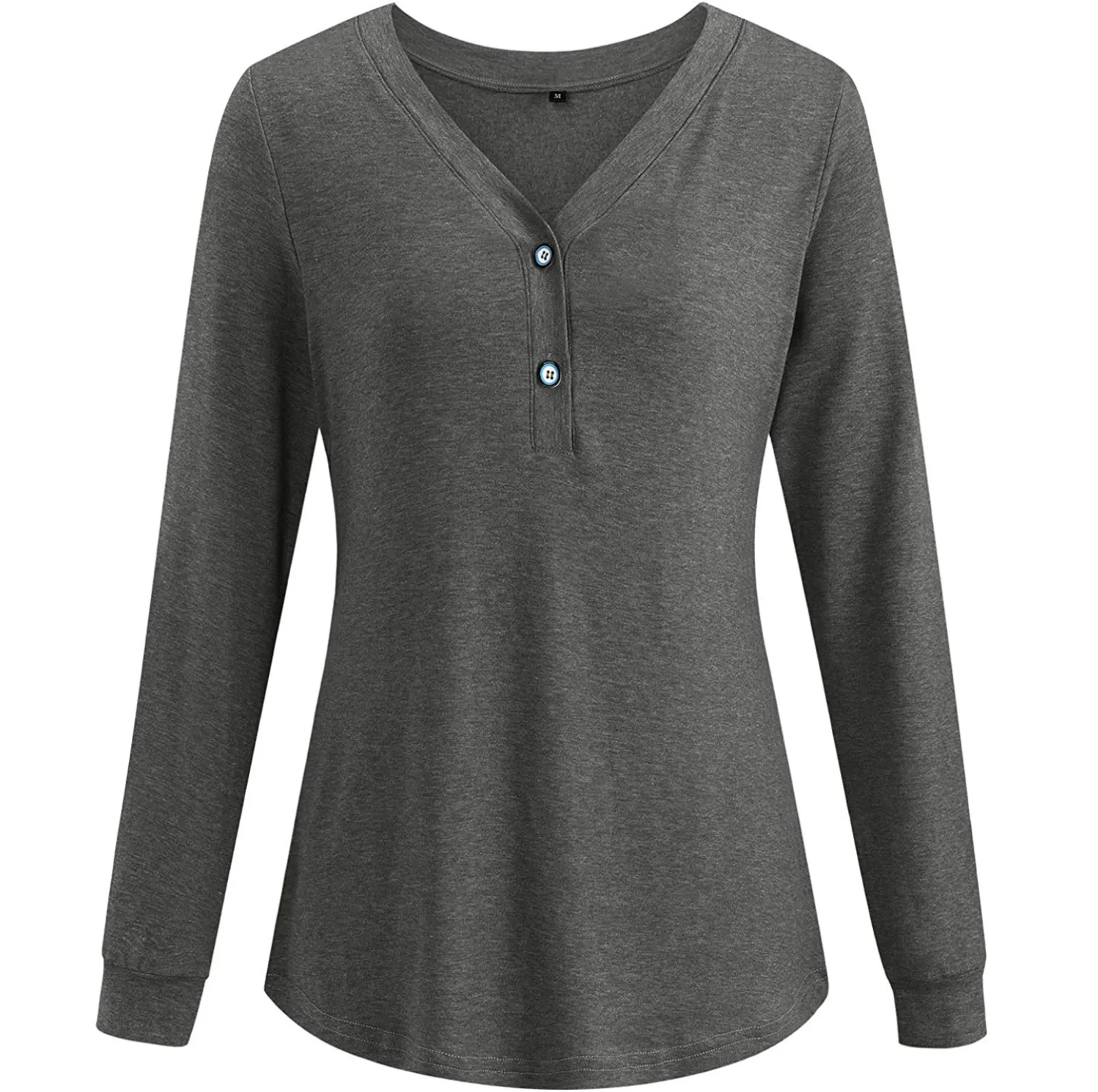 Women's Blouses Shirts 2021 Casual solid color Pullover Comfy Long sleeve Tunic Ladies Tops Holiday wear V-Neck Clothing | Женская