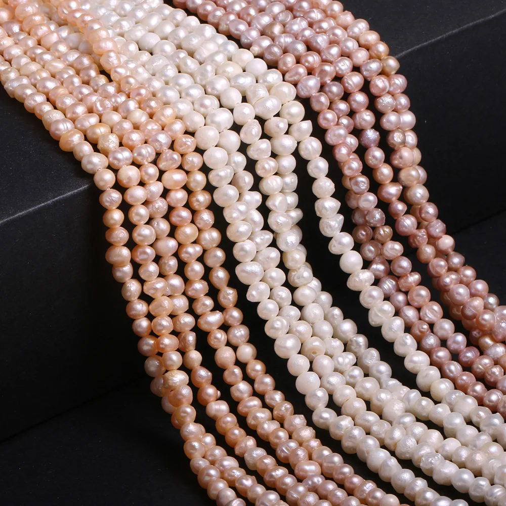 

Natural Freshwater Pearl Potato Pink White Orange Punch Beads 3-4mm ForDIY Jewelry Making Necklace Bracelet Charm Gift Decor36CM